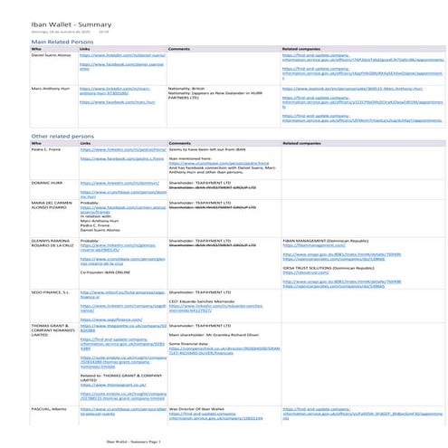 Iban wallet summary - persons, companies, ownership | PDF