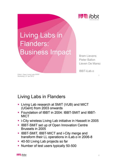 IBBT/ ILab.o Pieter Ballon