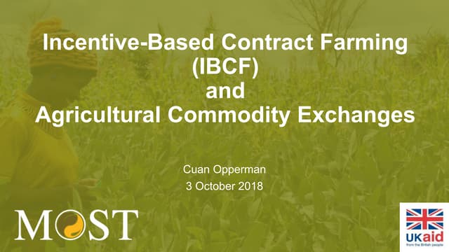 Incentive-based contract farming (IBCF) and agricultural commodity exchanges