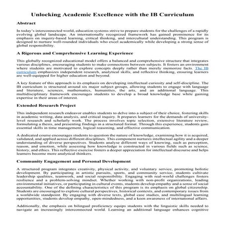 Fostering Global Thinkers Through the Primary Years Programme