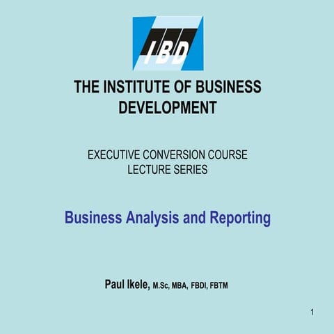 Ibd Business Analysis &amp; Reporting