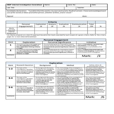 IBDP internal Investigation Coverpage with recommended Headings and Guidance ...