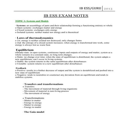 Ib ess exam notes
