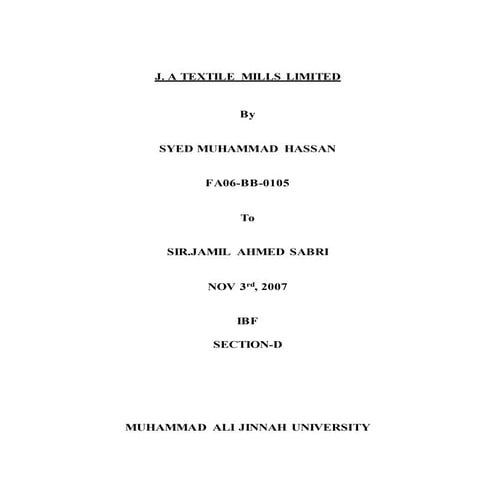 Ibf final report j atextile