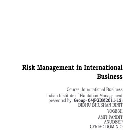 Risk management in International Business | PPTX