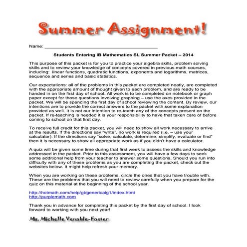 Ib math slsummerassignment2014