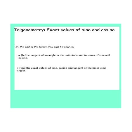 IB Maths unit circle exact values