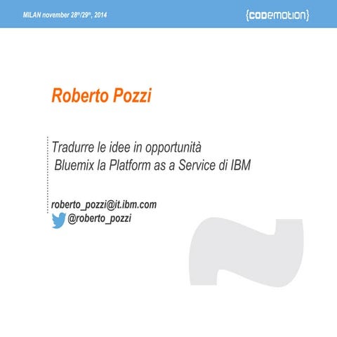 IBM Bluemix @Codemotion