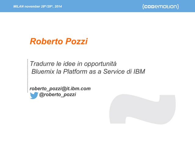 IBM Bluemix @Codemotion