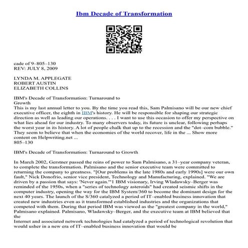 Ibm Decade Of Transformation