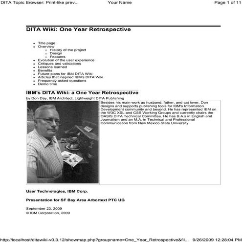 IBM DITA Wiki: One Year Retrospective