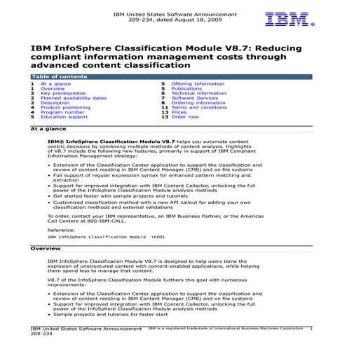 IBM InfoSphere Classification Module