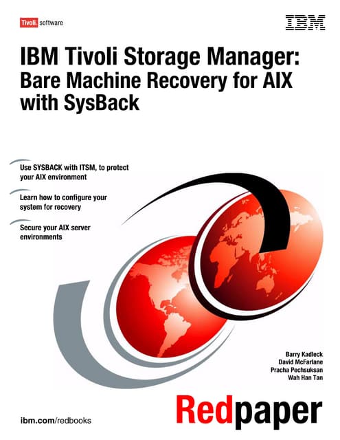 Ibm tivoli storage manager   bare machine recovery for aix with sysback - red...