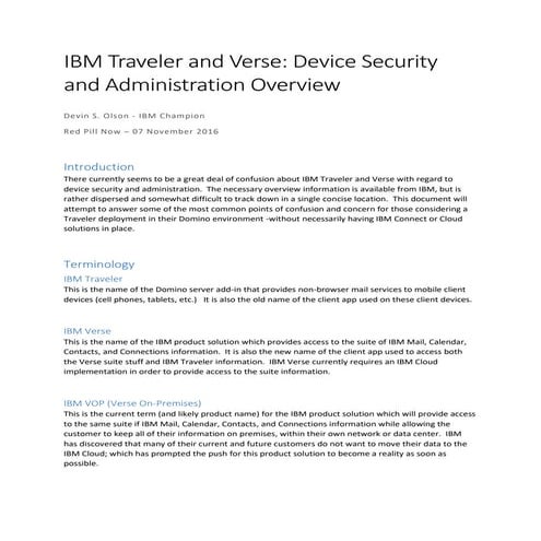 IBM Traveler and Verse: Device Security and Administration Overview