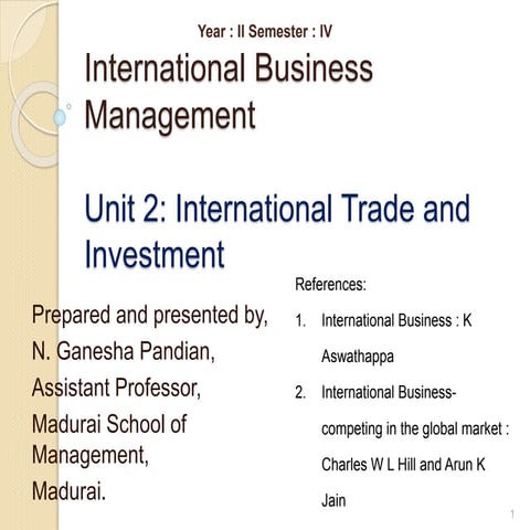 Ibm unit 2 international trade and investment