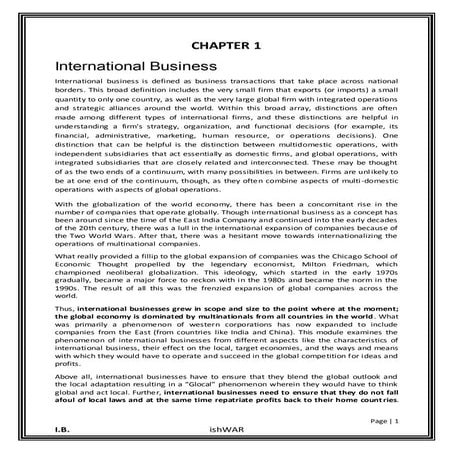 International Business Shivaji University Syllabus