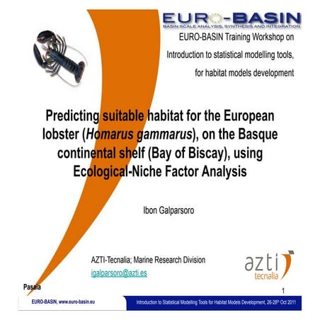 Predicting suitable habitat for the european lobster, by Ibon Galparsoro, EUR...