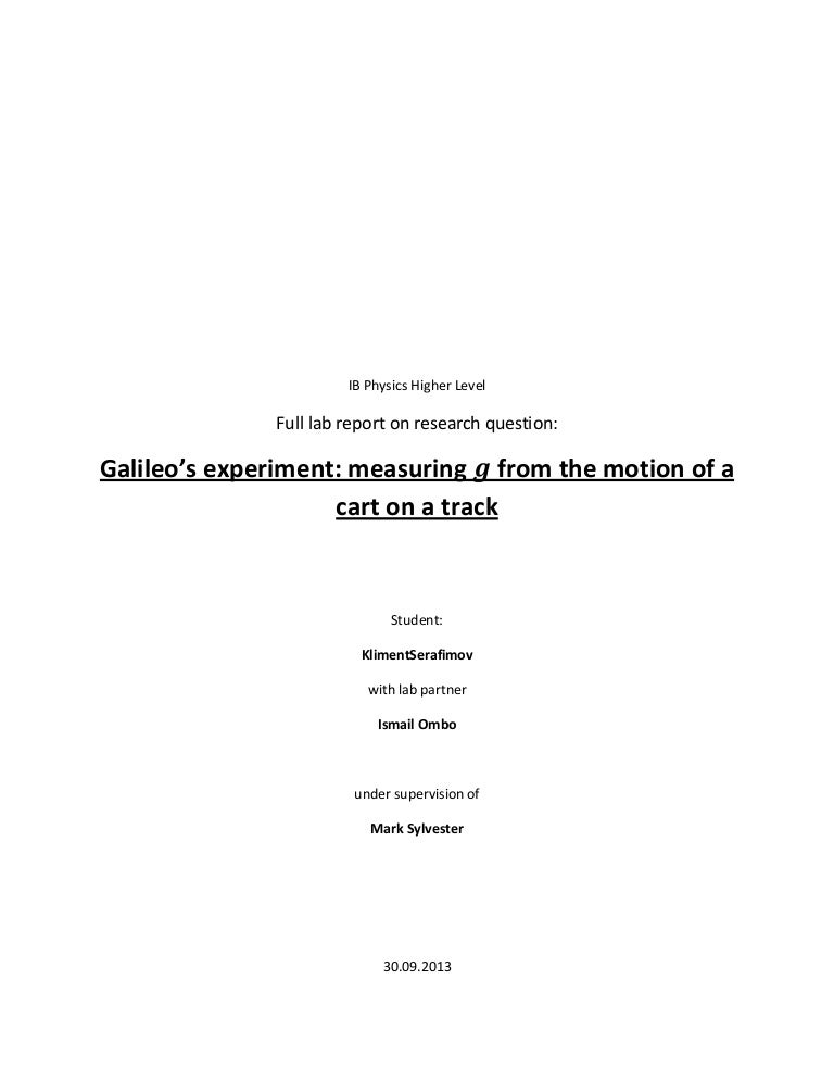 lab report cover page sample