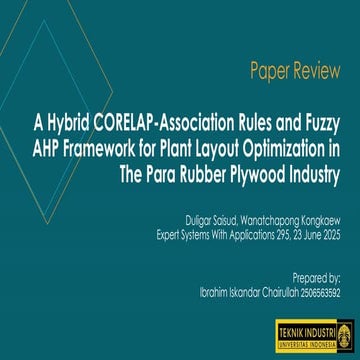 Summary Journal: CORELAP Method for Facility Layout Planning | PPTX