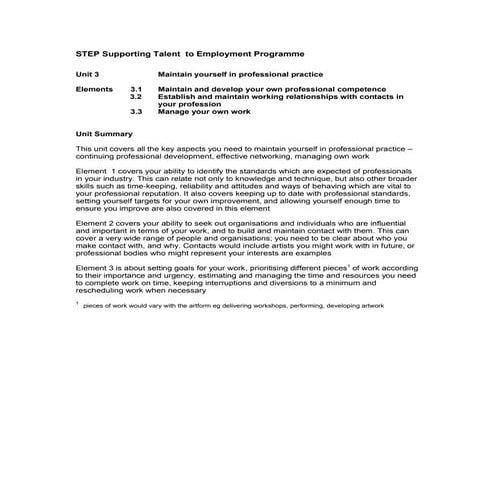 Unit 3    maintain yourself in professional practice