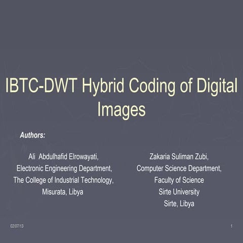 Ibtc dwt hybrid coding of digital images
