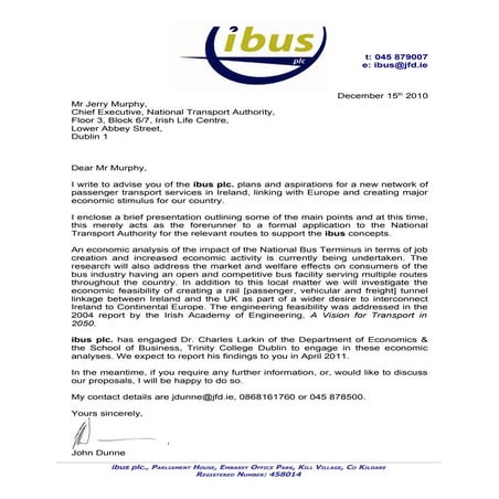 Letter to National Transport Authority | 15.12.10