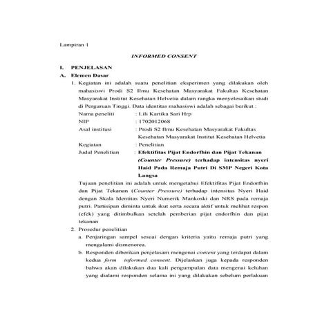 informet consent penelitian untuk sasaran penelitian | DOC