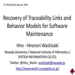 Recovery of Traceability Links and ...