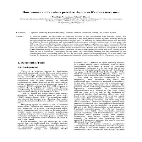 How women think robots perceive them – as if robots were men 