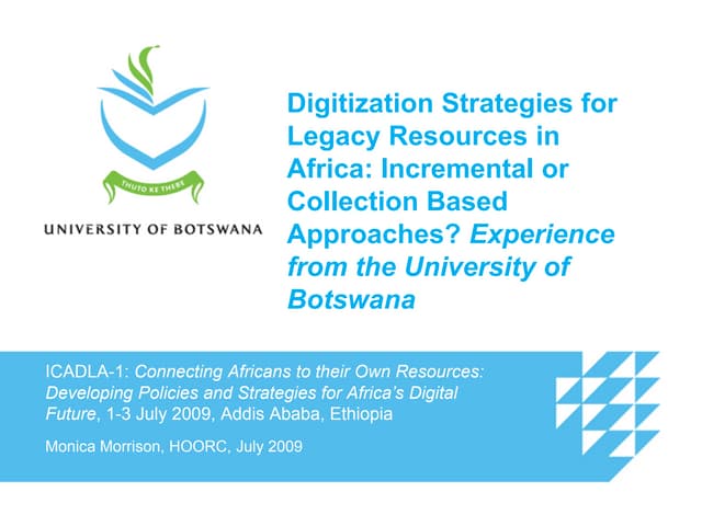 Digitization Strategies for Legacy Resources in Africa: Incremental or Collec...