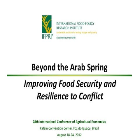 Beyond the Arab Srping: Improving Food Security and Resilience to Conflict 