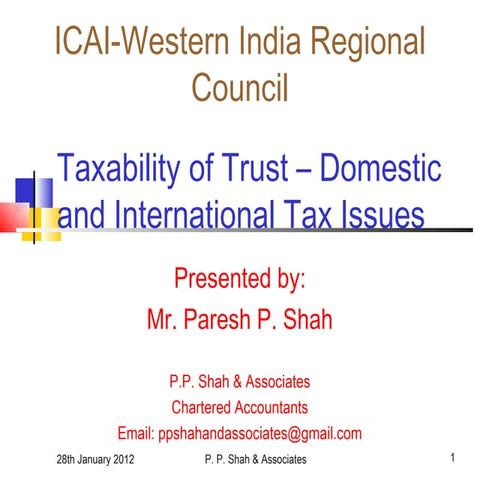 ICAI-WIRC - Taxability of Trusts-Domestic & International Tax Issues - 28.01....