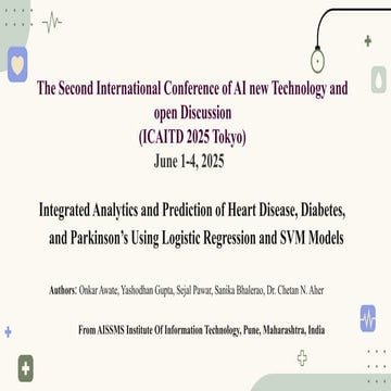 Integrated analytics and Prediction of Heart Disease, Diabetes, and Parkinson...