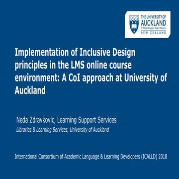 Implementation of Inclusive Design principles in the LMS online course enviro...