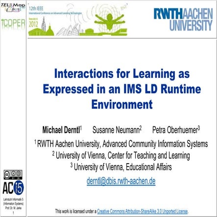 Interactions for Learning as Expressed in an IMS LD Runtime Environment
