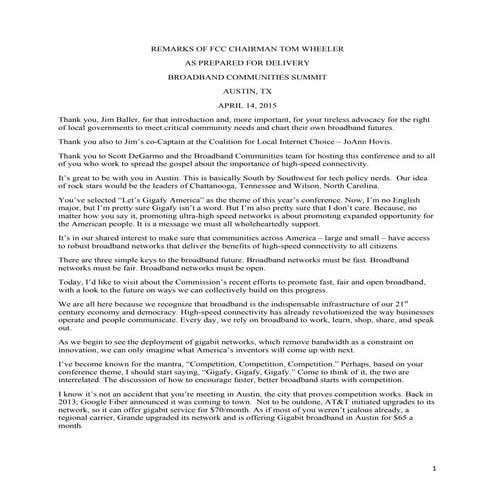 I canada fcc chairman remarks on open access and gigafying america apr 14 15