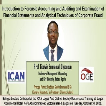 Introduction to Forensic Accounting and Auditing and Examination of Financial...