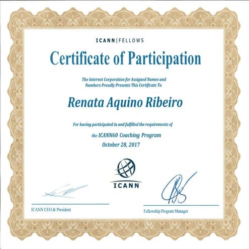 ICANN60 Certificate Coach Fellowship Program