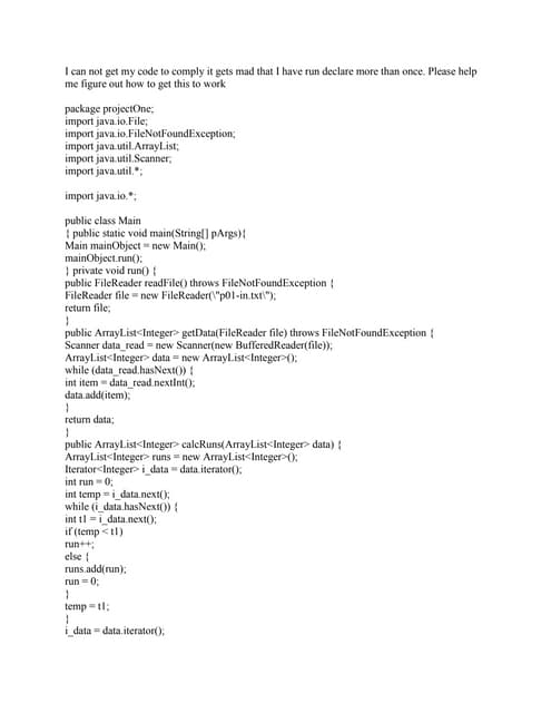 I can not get my code to comply it gets mad that I have run declare mo.docx