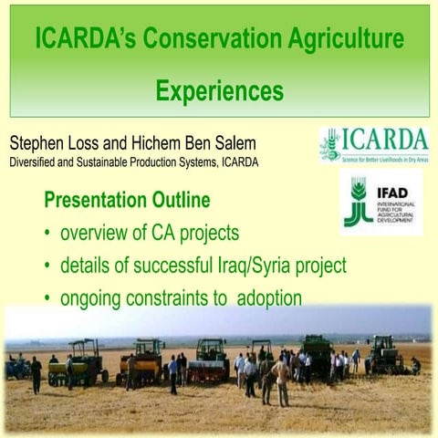 ICARDA’s Conservation Agriculture Experiences