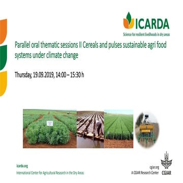 Cereals and pulses sustainable agri food systems under climate change