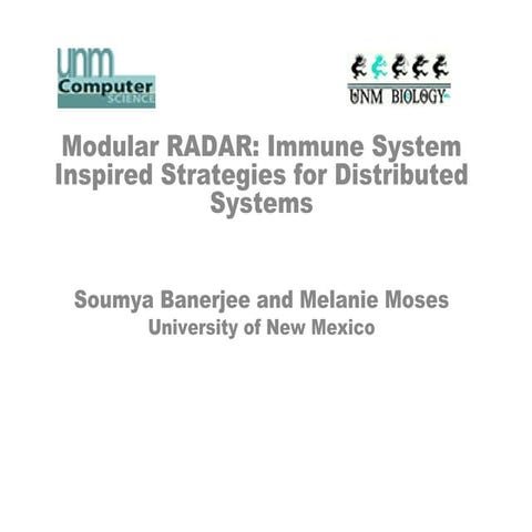 Modular RADAR: Immune System Inspired Strategies for Distributed Systems