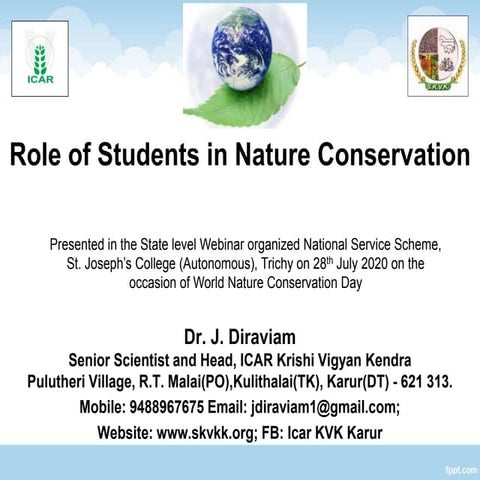 Role of Students in Nature Conservation | PPTX
