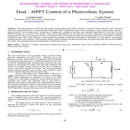 Dual – MPPT Control of a Photovoltaic System