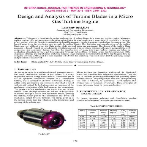 Design and Analysis of Turbine Blades in a Micro Gas Turbine Engine | PDF