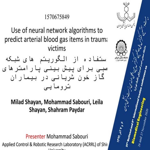 Icbme2020- Use of neural network algorithms to predict arterial blood gas ite...