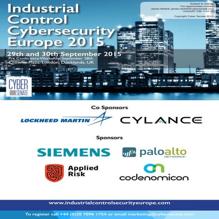 Industrial Control Cyber Security Europe 2015 