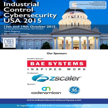 Industrial Control Security USA Sacramento California Oct 13/14
