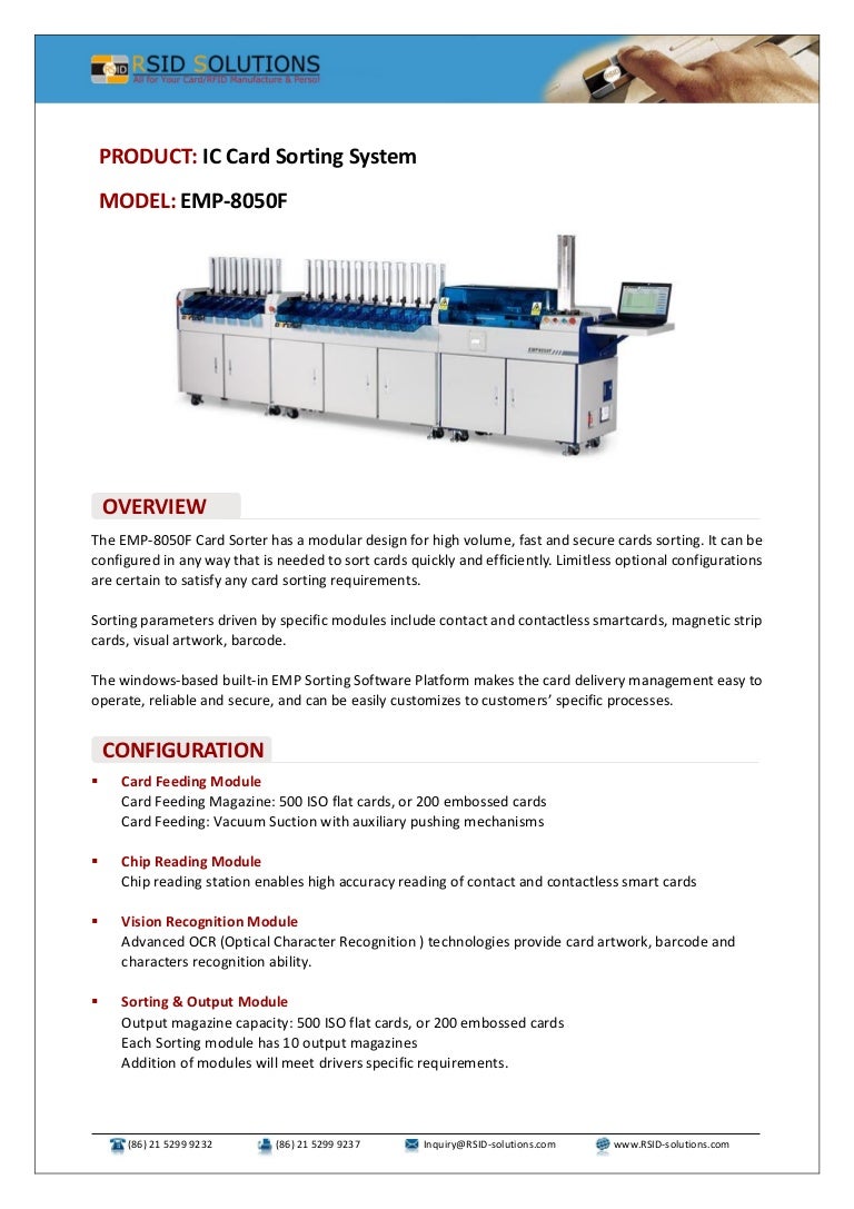 IC Card Sorting Machine EMP8050F