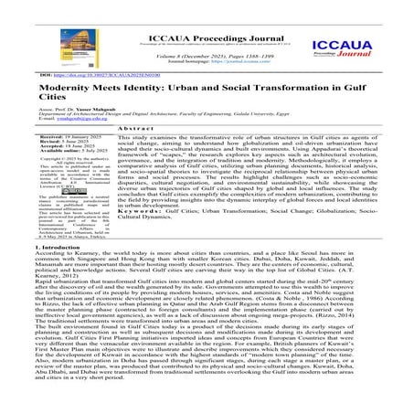 Modernity Meets Identity: Urban and Social Transformation in Gulf Cities